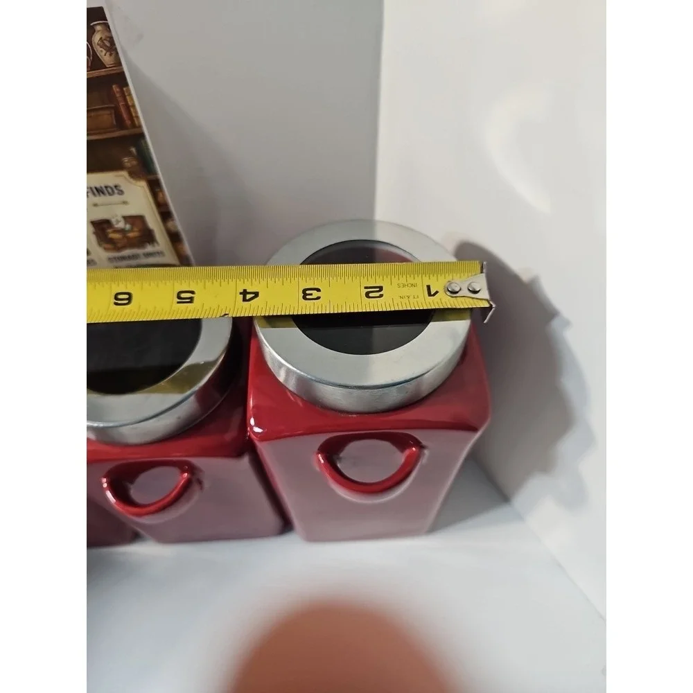 Mainstays 4 Piece Red Ceramic Set With Twist Tops And Spoon Holders